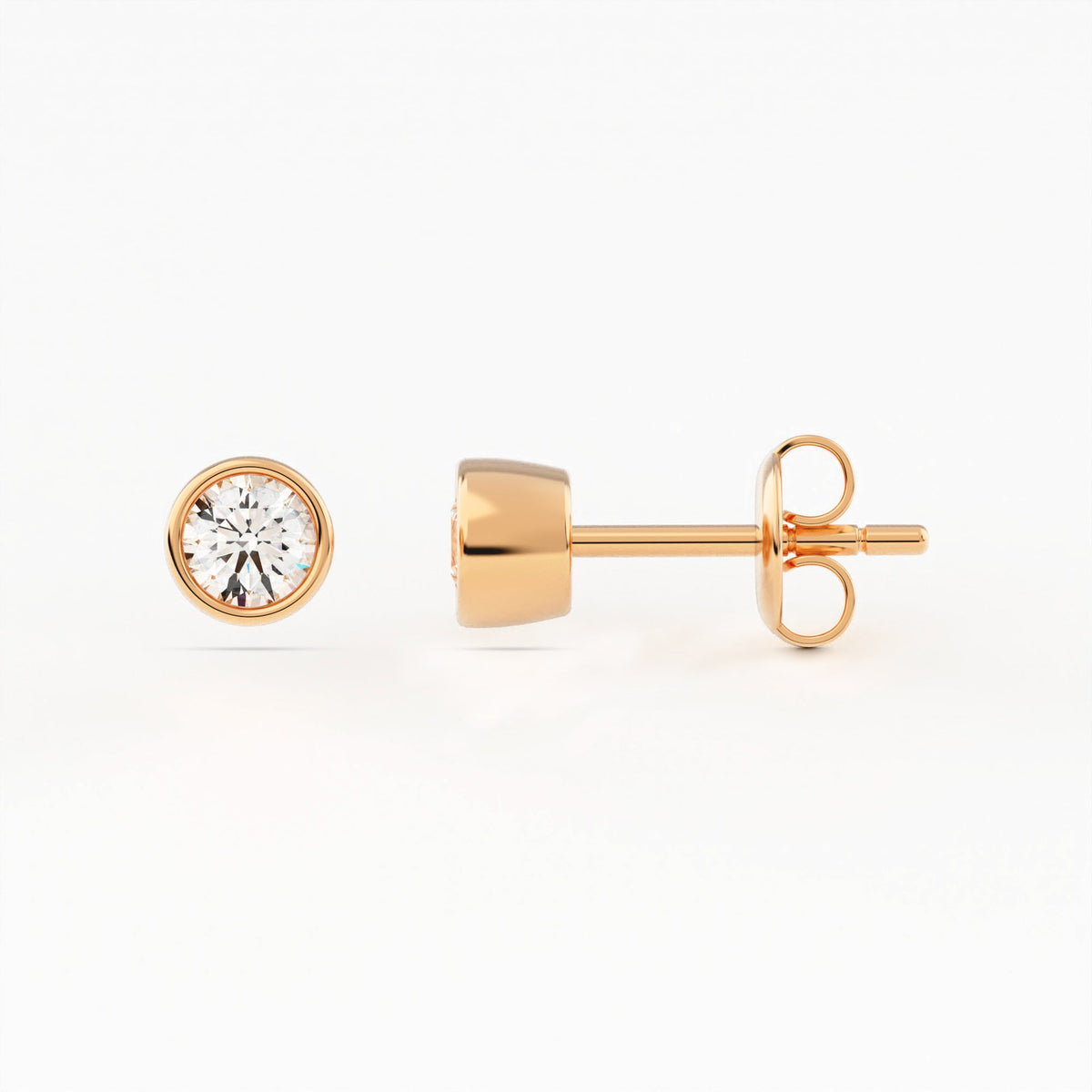 Full Bezel Circle Stud Earrings w/ Pushback