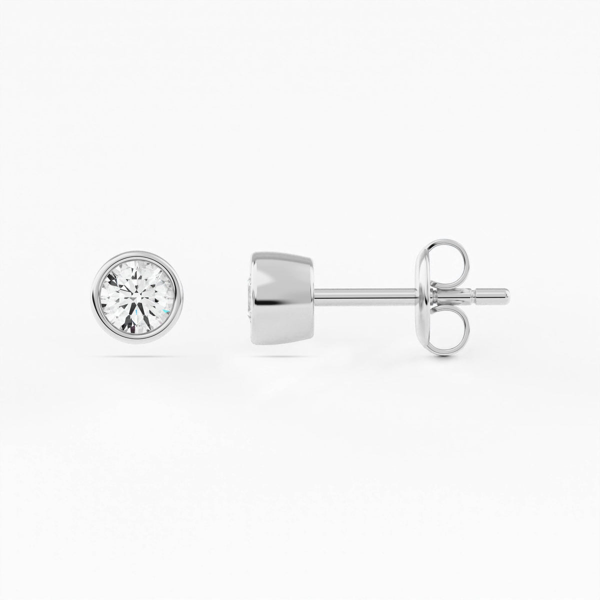 Full Bezel Circle Stud Earrings w/ Pushback