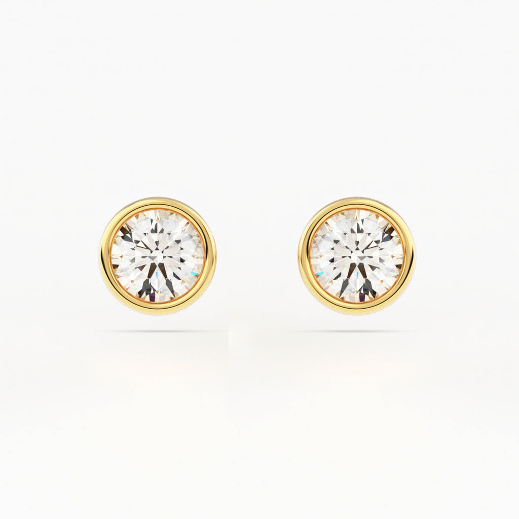 Full Bezel Circle Stud Earrings w/ Pushback