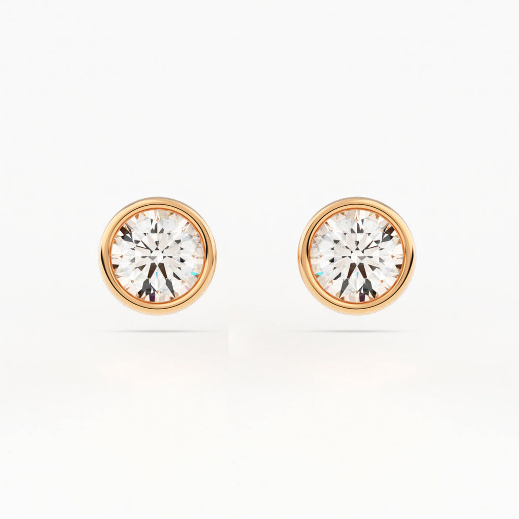 Full Bezel Circle Stud Earrings w/ Pushback