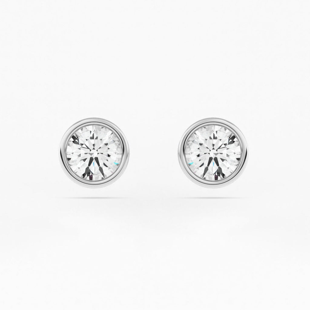 Full Bezel Circle Stud Earrings w/ Pushback