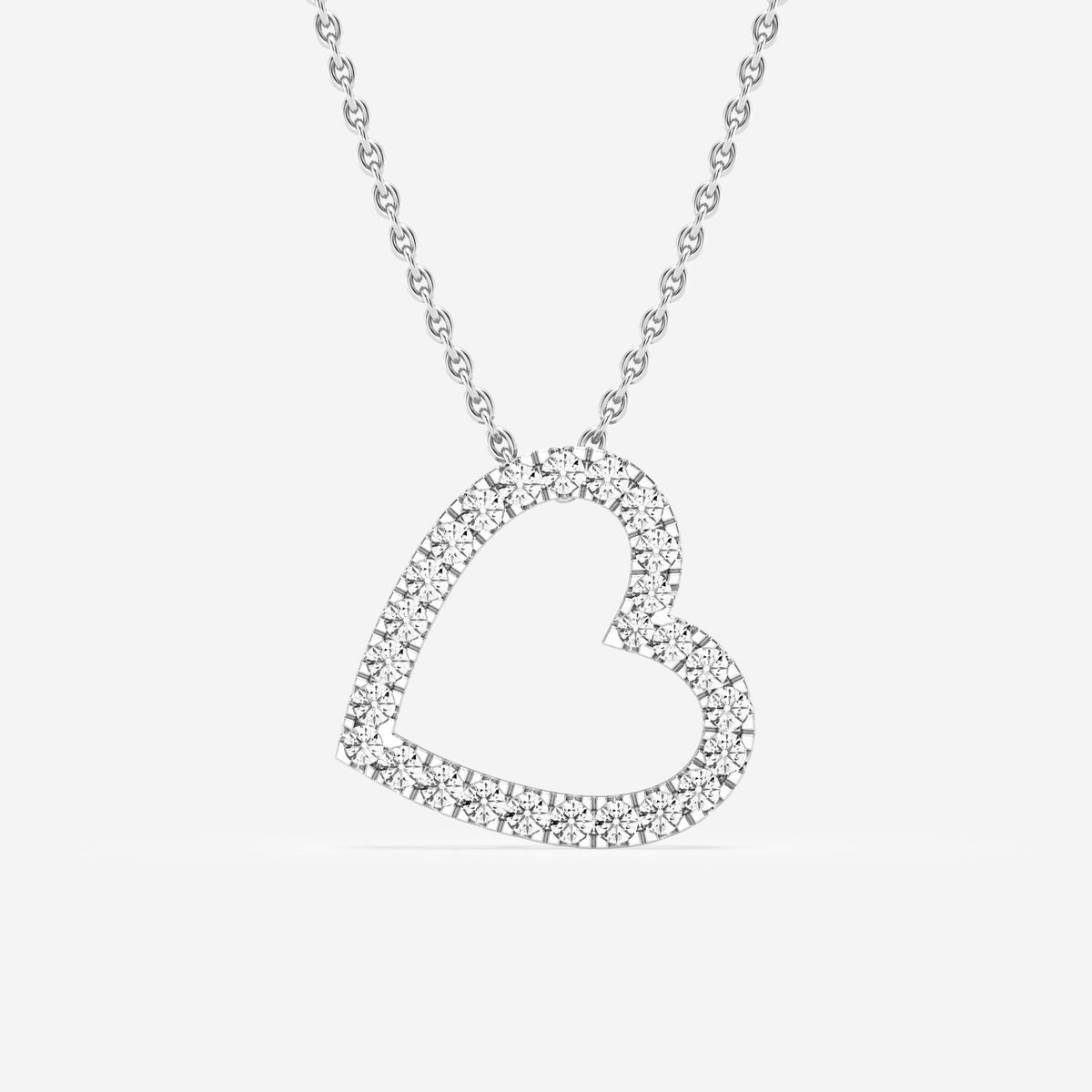 Micro Pave Sideways Heart Charm Slider Pendant