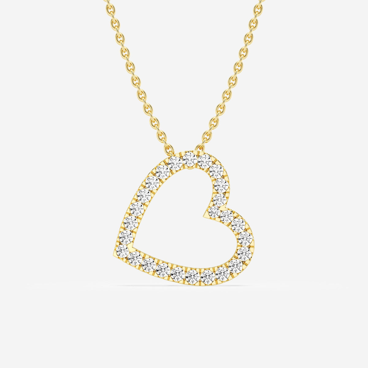 Micro Pave Sideways Heart Charm Slider Pendant