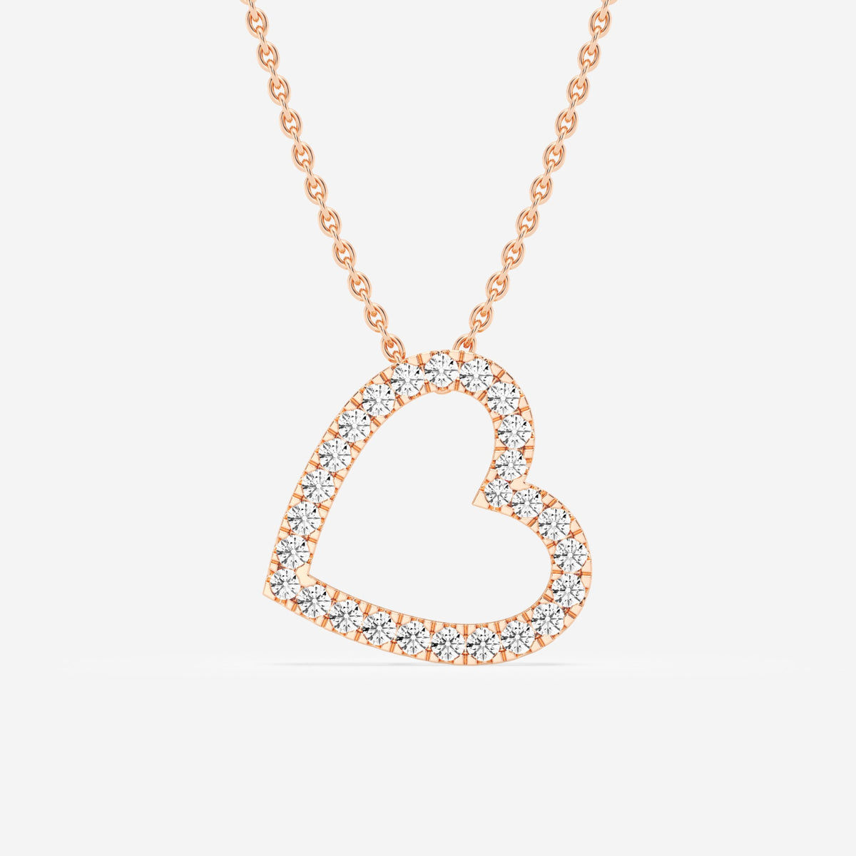 Micro Pave Sideways Heart Charm Slider Pendant