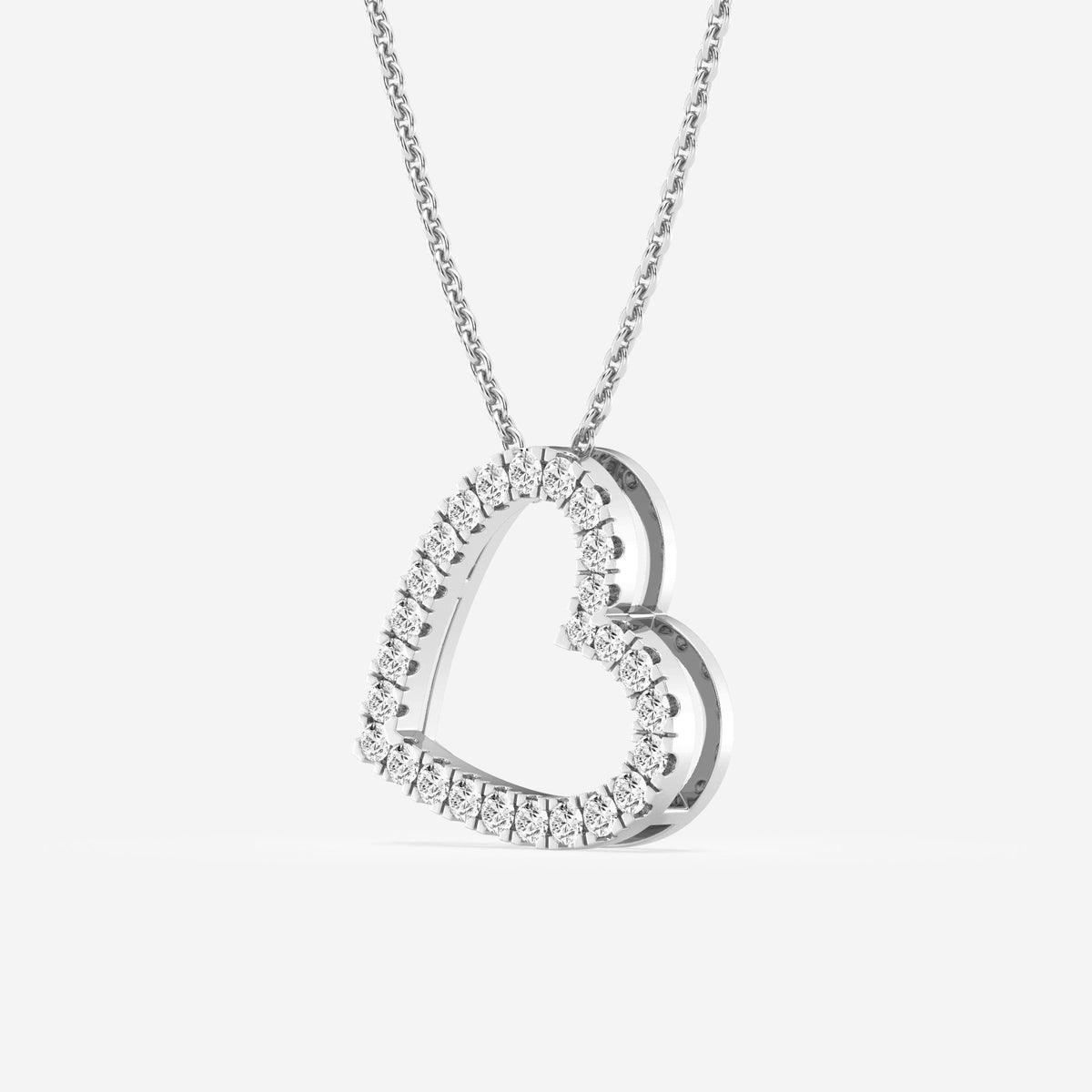Micro Pave Sideways Heart Charm Slider Pendant