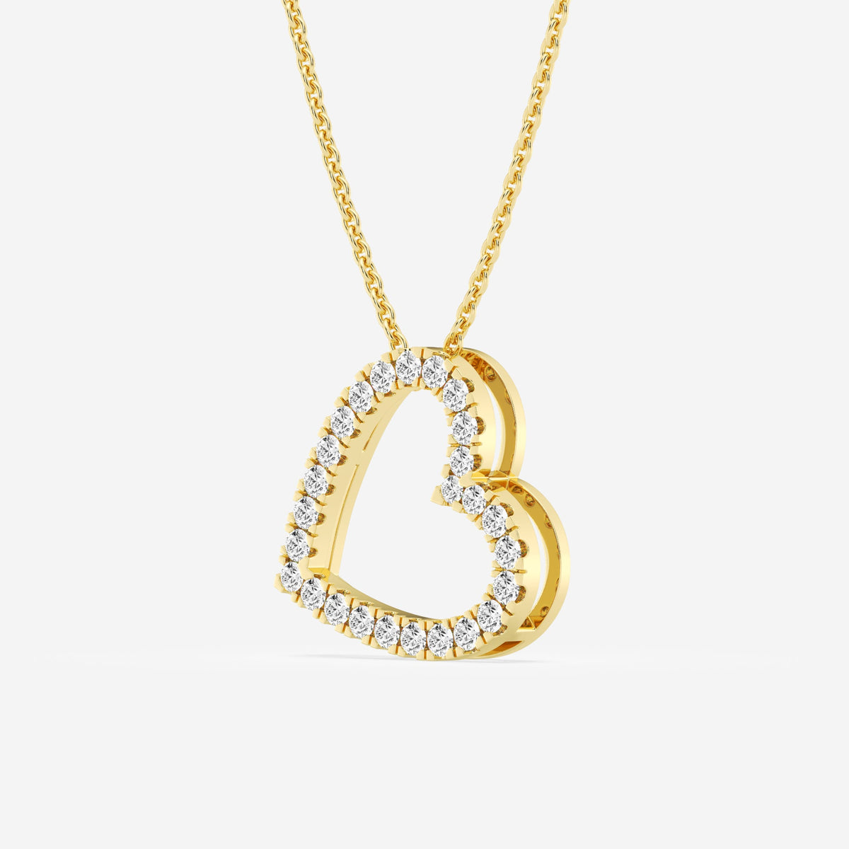 Micro Pave Sideways Heart Charm Slider Pendant