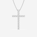 Shared-Prong 17-Stone Cross Charm Slider Pendant