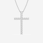 Shared-Prong 17-Stone Cross Charm Slider Pendant