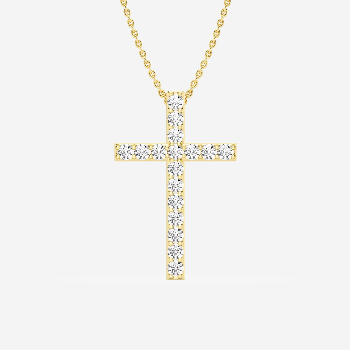 Shared-Prong 17-Stone Cross Charm Slider Pendant