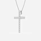 Shared-Prong 17-Stone Cross Charm Slider Pendant