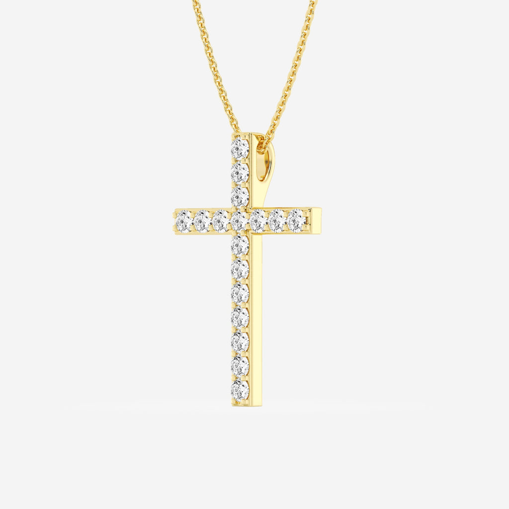 Shared-Prong 17-Stone Cross Charm Slider Pendant