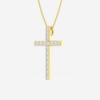 Shared-Prong 17-Stone Cross Charm Slider Pendant