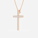 Shared-Prong 17-Stone Cross Charm Slider Pendant