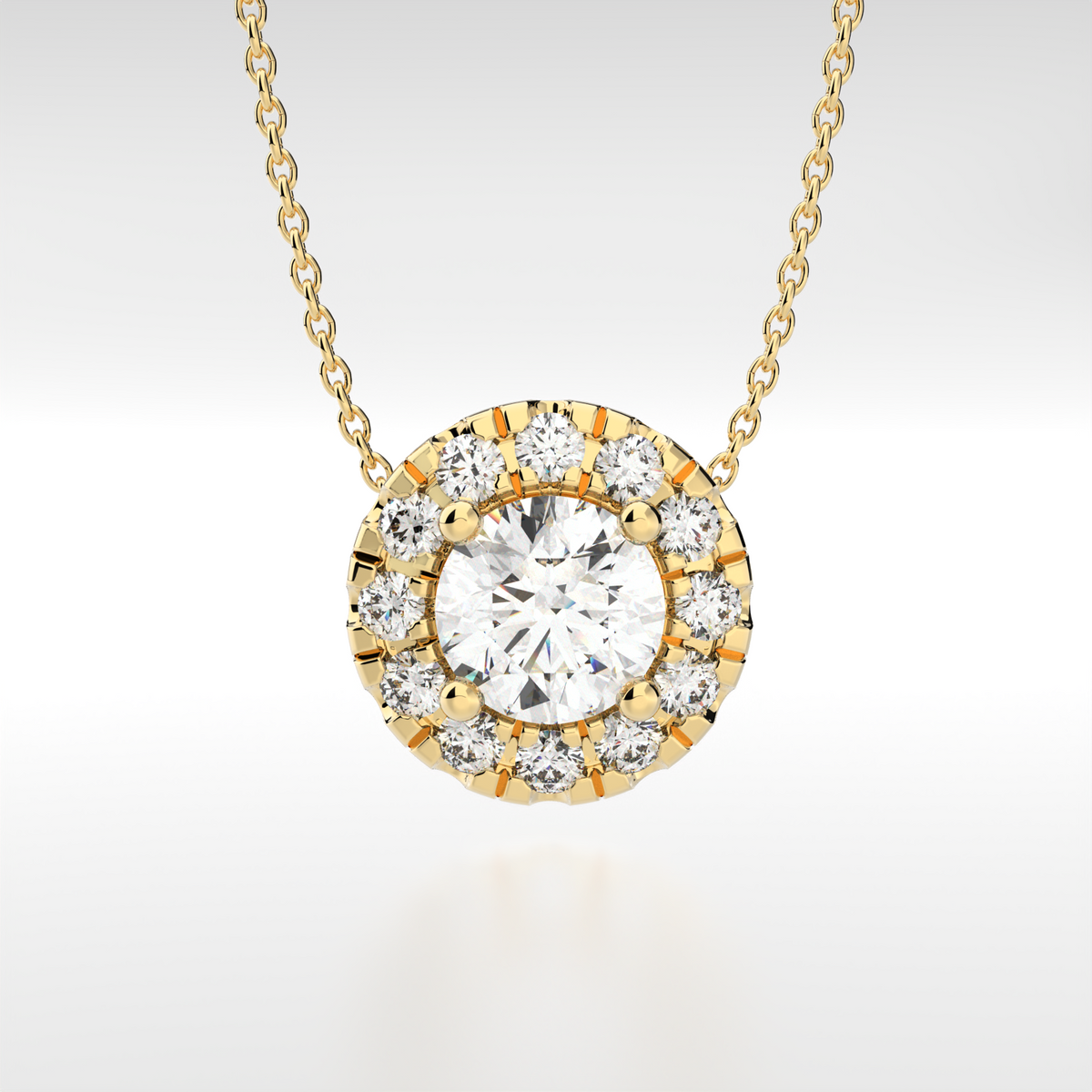 4-Prong & Pave Circle Halo Pendant