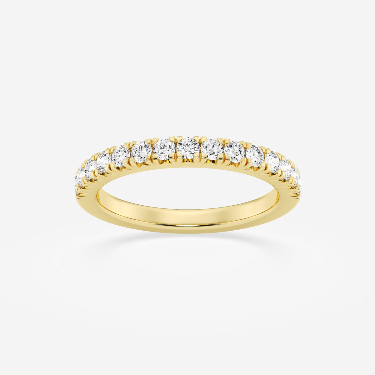 French / Fishtail Pave Stackable Ring Wedding Band