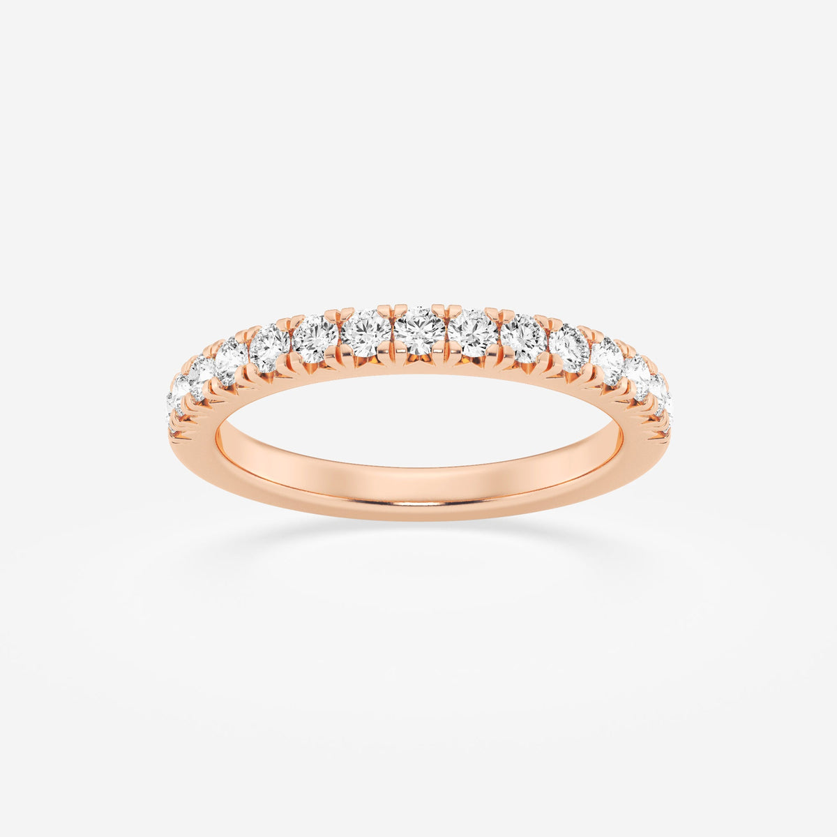 French / Fishtail Pave Stackable Ring Wedding Band