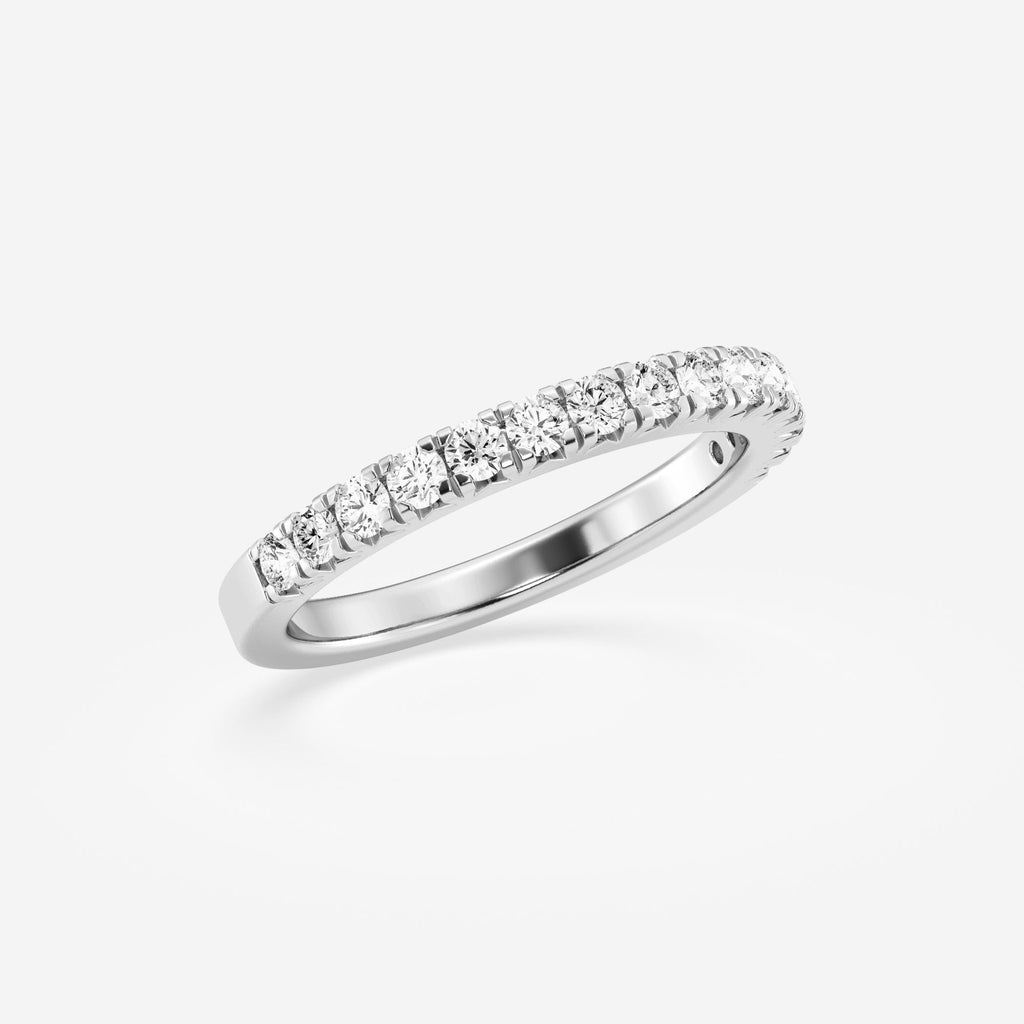French / Fishtail Pave Stackable Ring Wedding Band