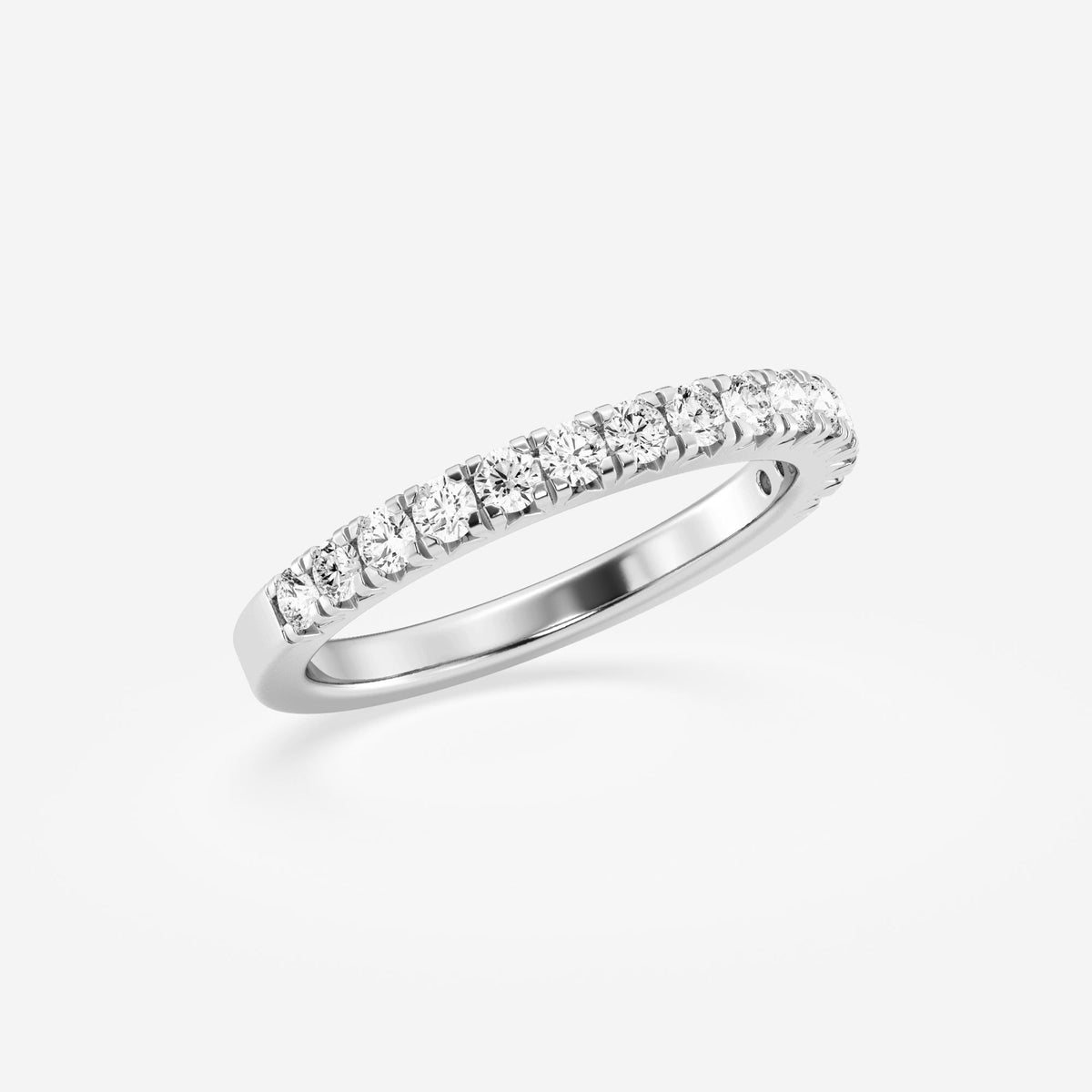 French / Fishtail Pave Stackable Ring Wedding Band