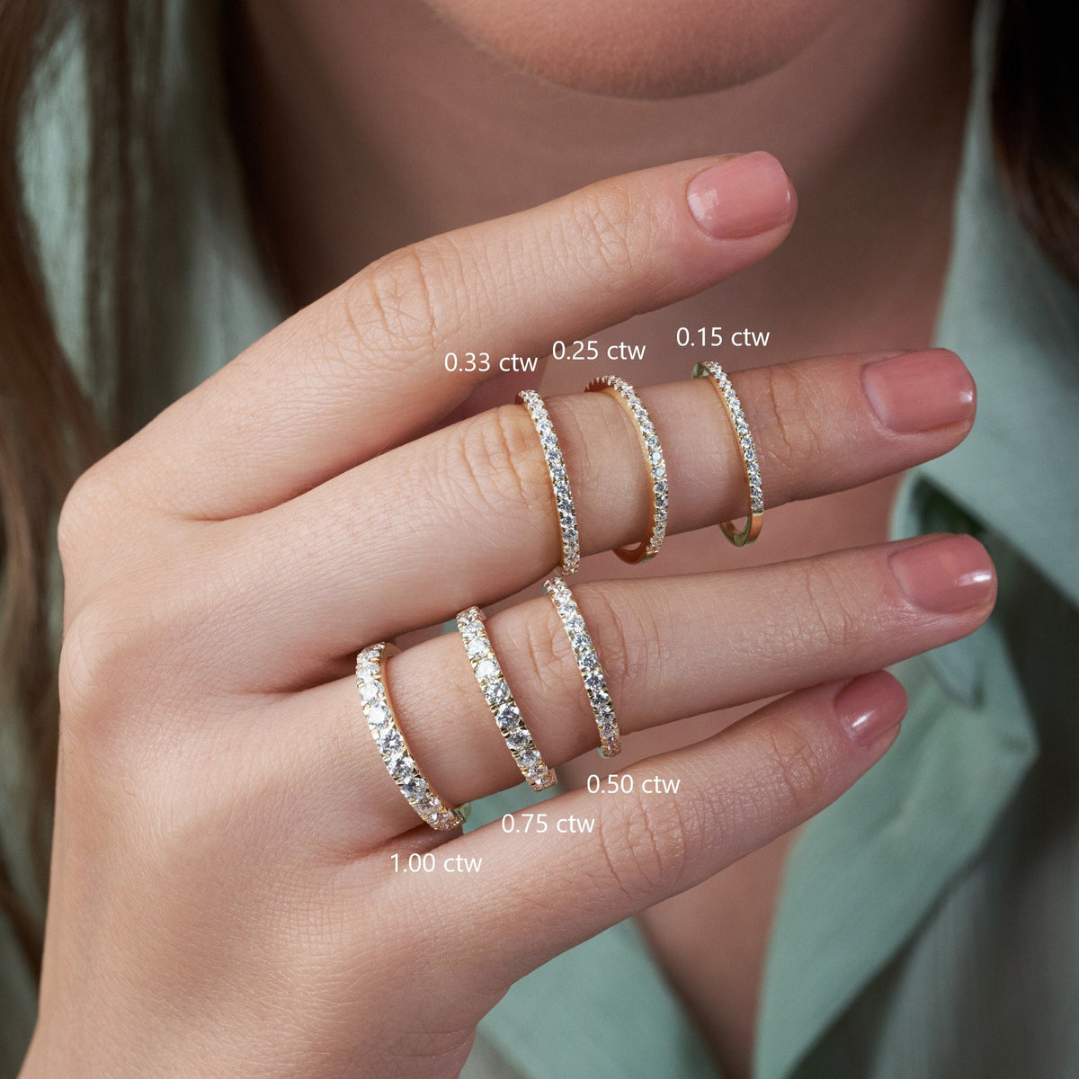 Micro-Pave Stackable Ring Wedding Band