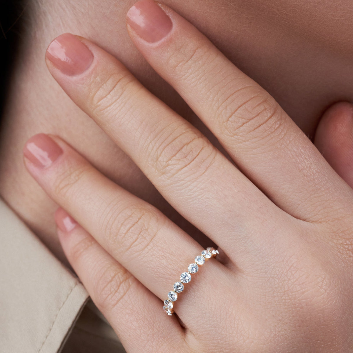 Micro-Pave Stackable Ring Wedding Band