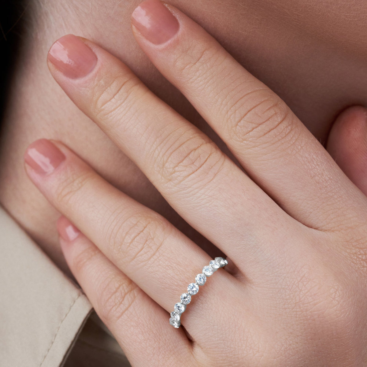 Micro-Pave Stackable Ring Wedding Band