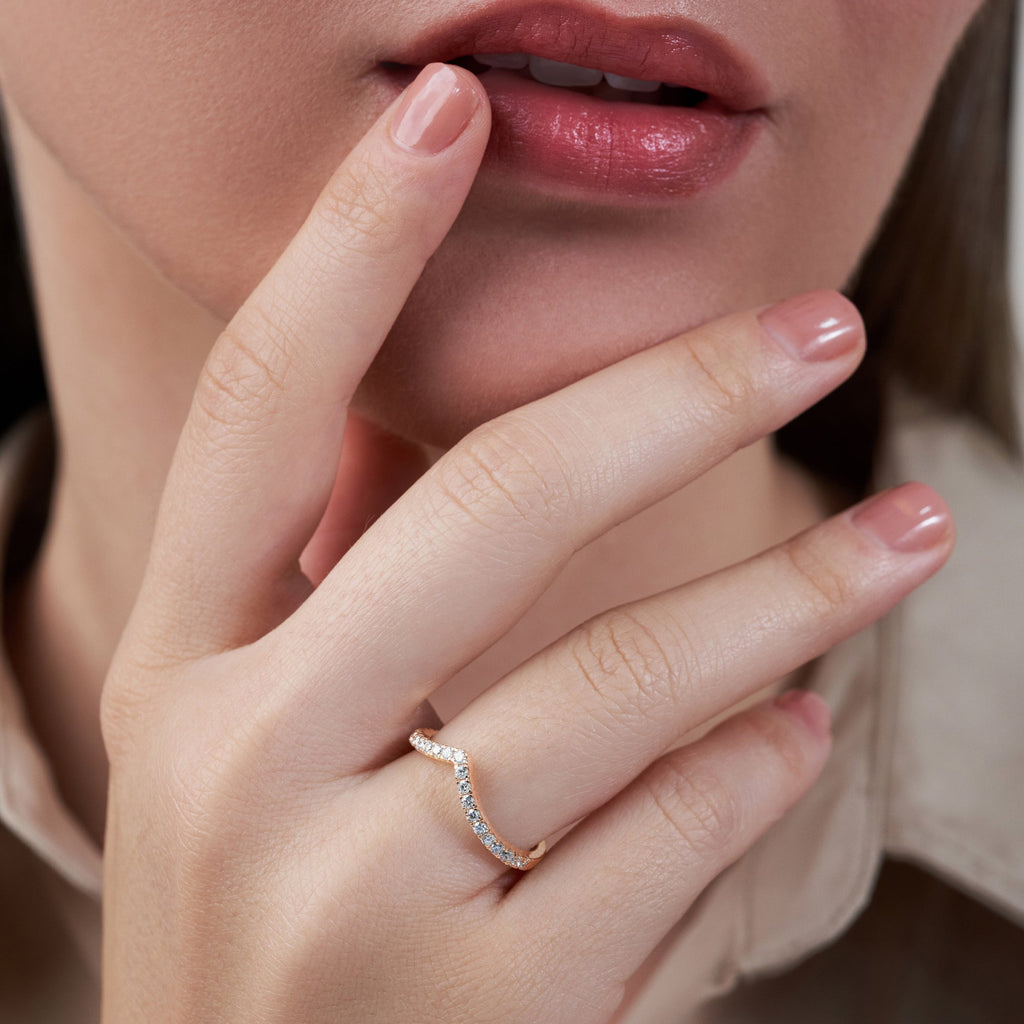 Micro-Pave Curved Ring Wedding Band