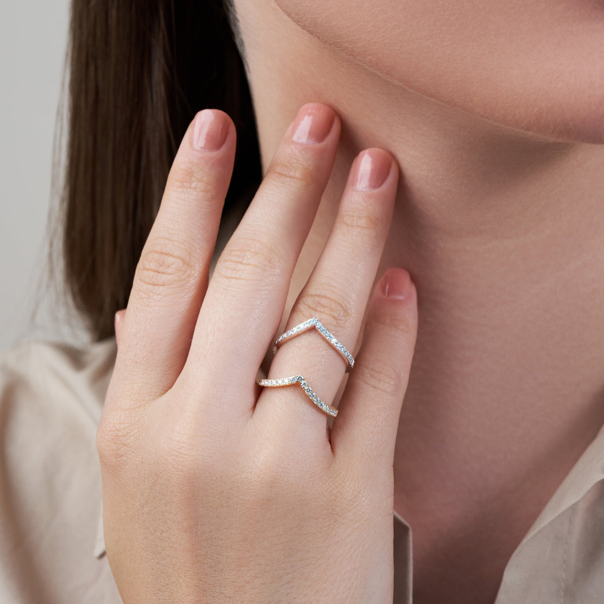 Micro-Pave Curved Ring Wedding Band