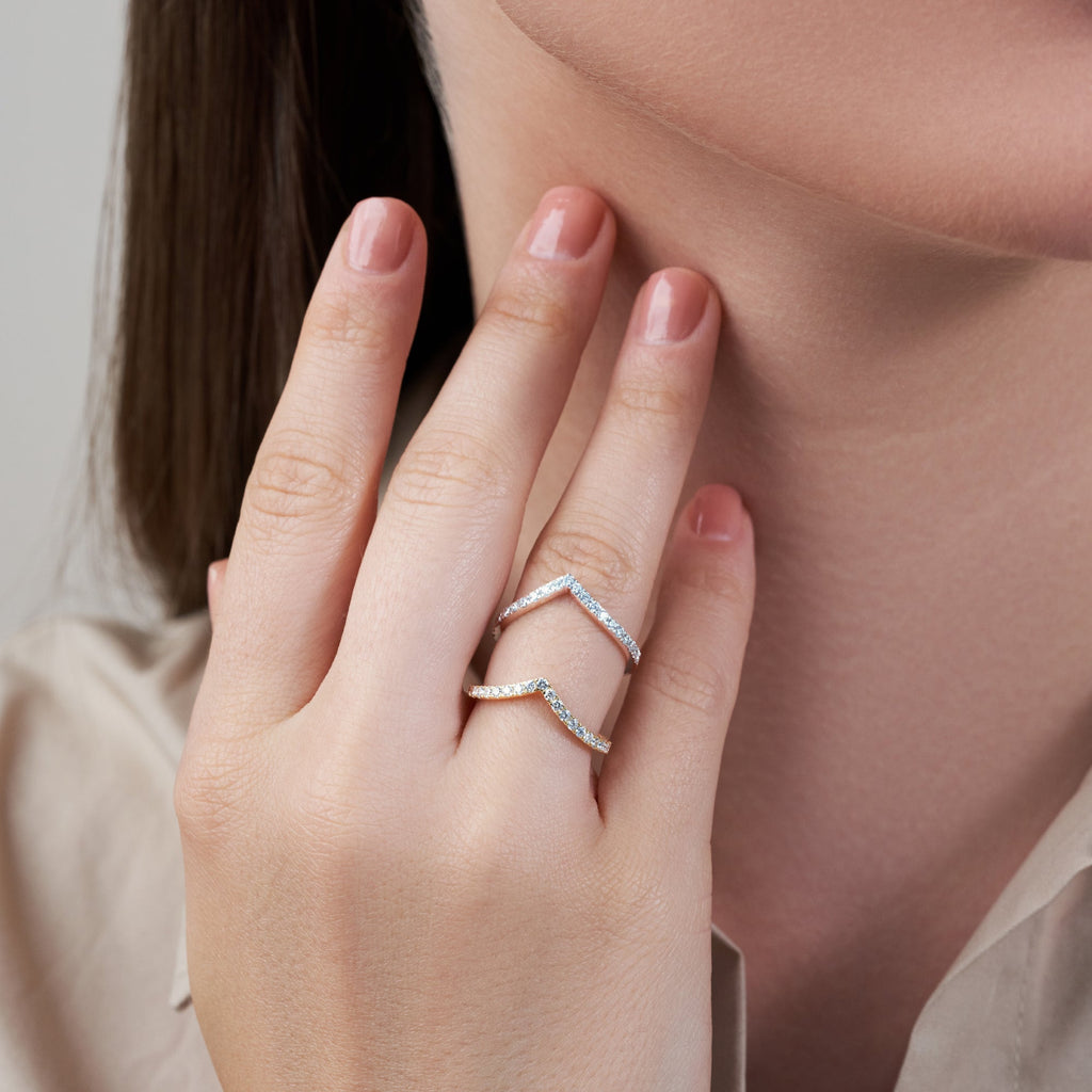 Micro-Pave Curved Ring Wedding Band