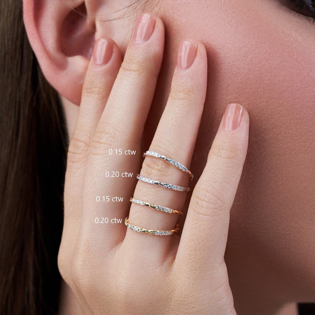 2-Prong Twist-Rope Stackable Ring Wedding Band