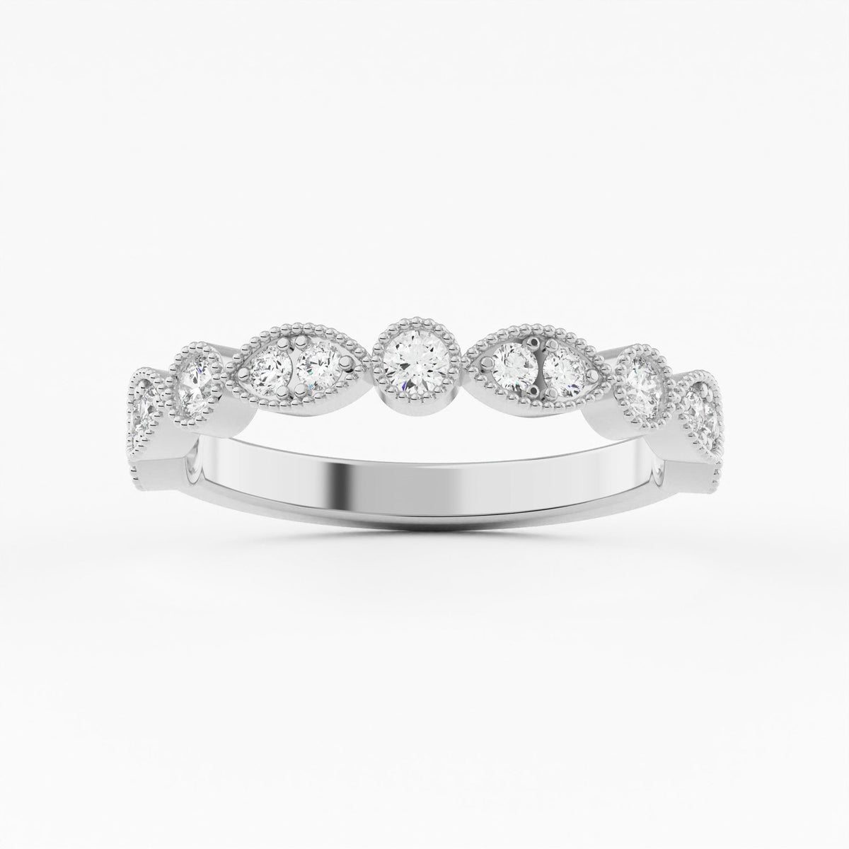 Marquise And Round Bezel Lab Grown Diamond stackable Ring