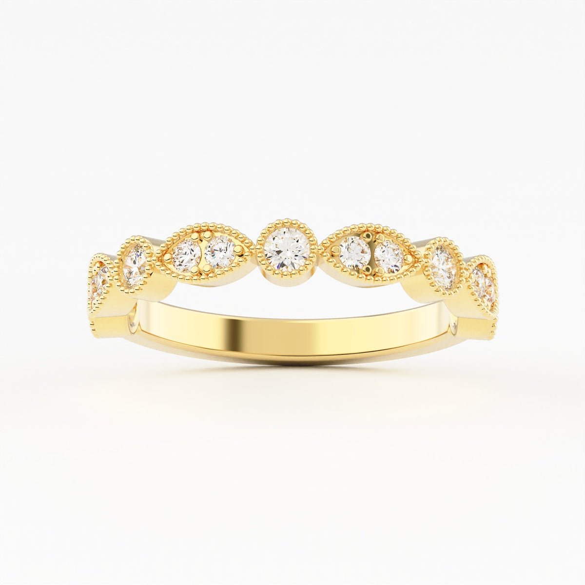 Marquise And Round Bezel Lab Grown Diamond stackable Ring