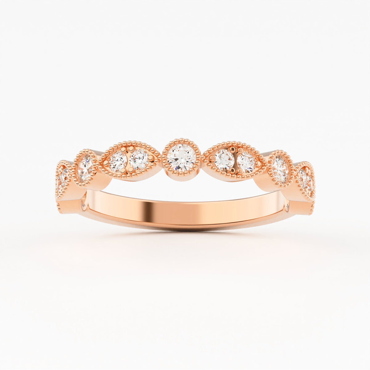 Marquise And Round Bezel Lab Grown Diamond stackable Ring
