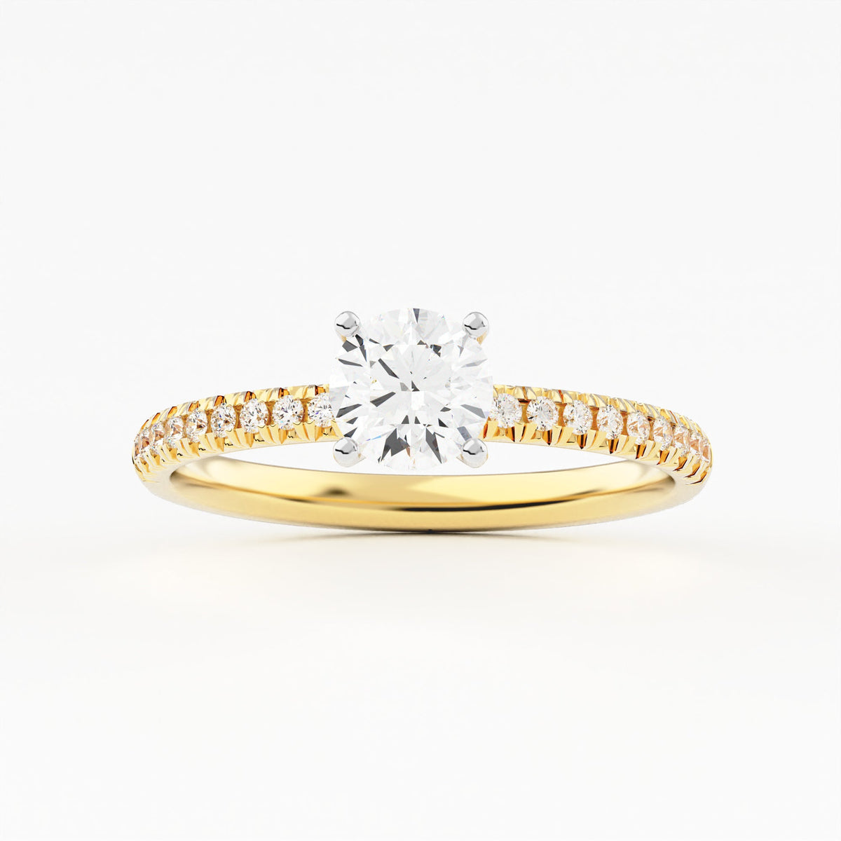 Petite Flush Pave Lab Grown Diamond Engagement Ring