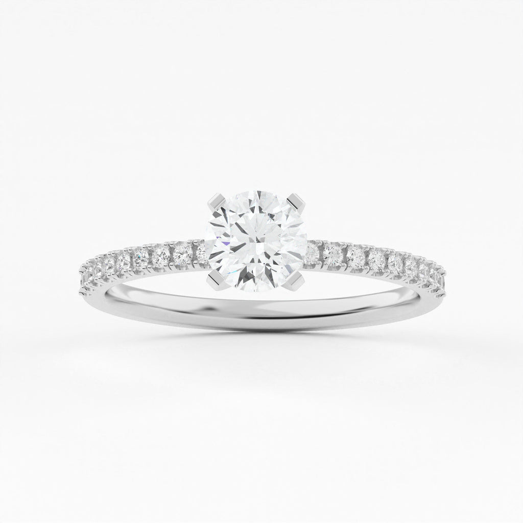 Petite Scallop Pave Lab Grown Diamond Engagement RIng