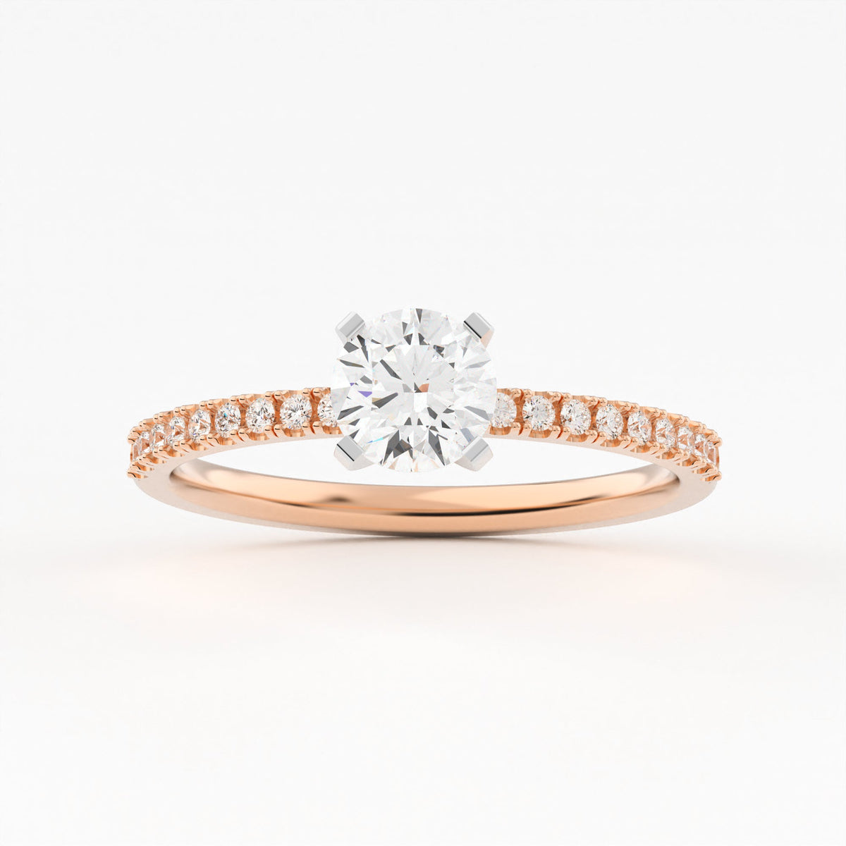 Petite Scallop Pave Lab Grown Diamond Engagement RIng