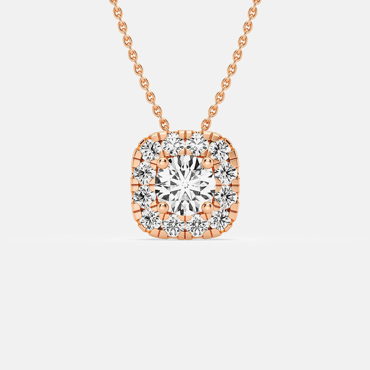 4-Prong & Pave Rounded Square Halo Pendant