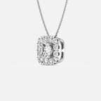 4-Prong & Pave Rounded Square Halo Pendant