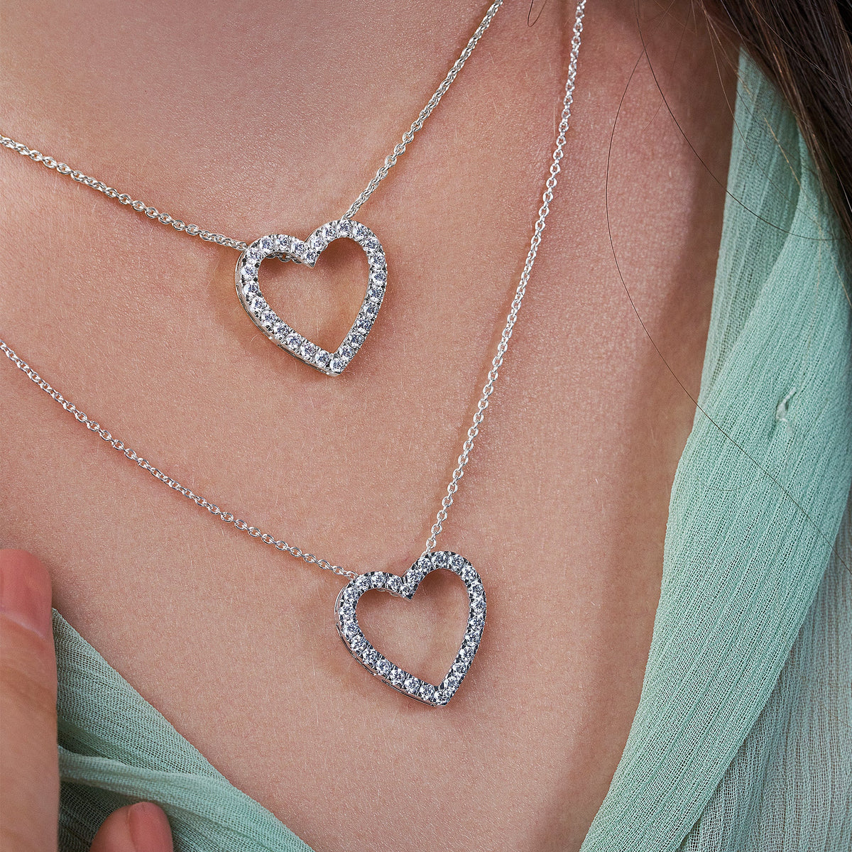 Micro Pave Sideways Heart Charm Slider Pendant