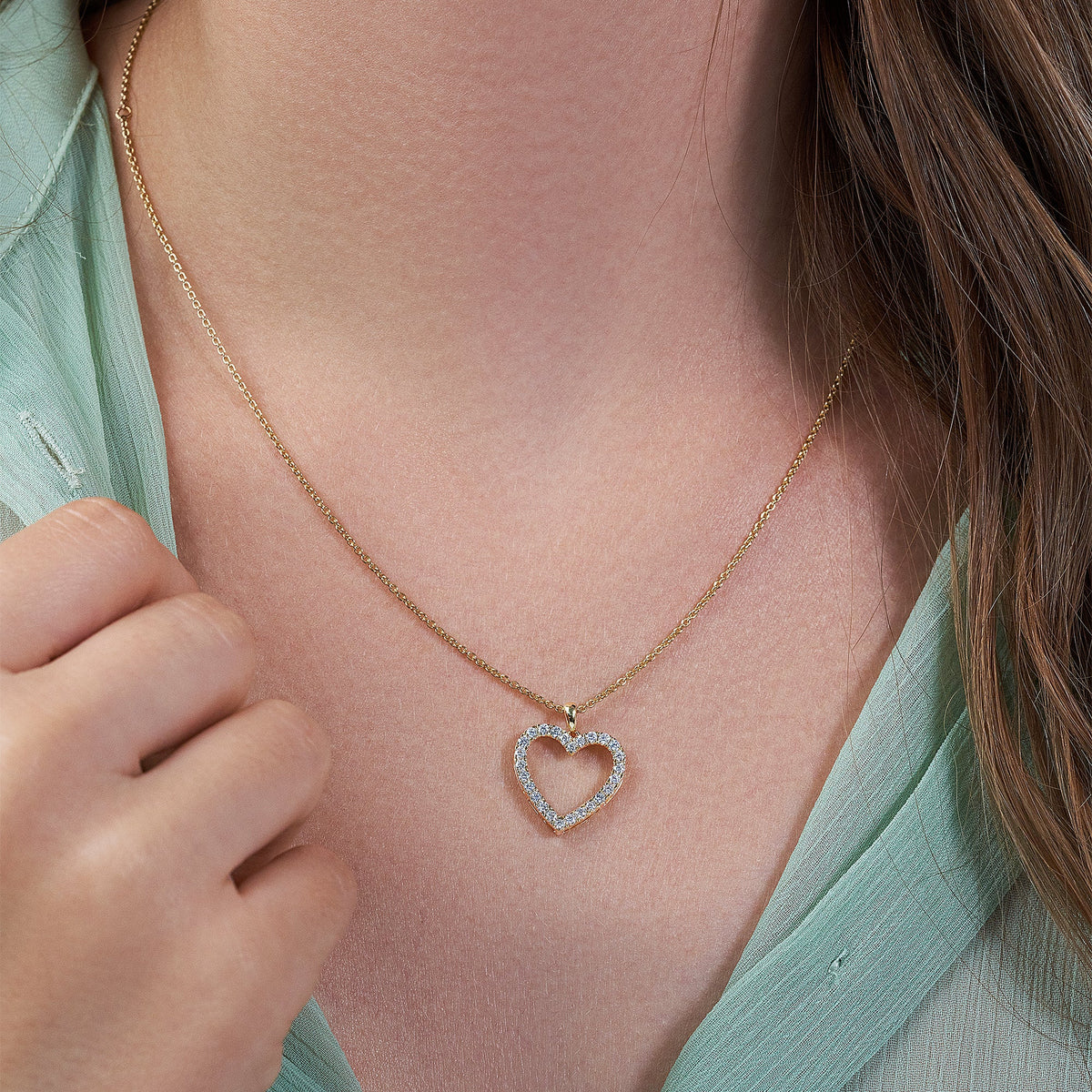 Micro Pave Heart Charm Pendant