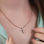 Shared-Prong 11-Stone Cross Slider Pendant
