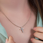 Shared-Prong 11-Stone Cross Slider Pendant