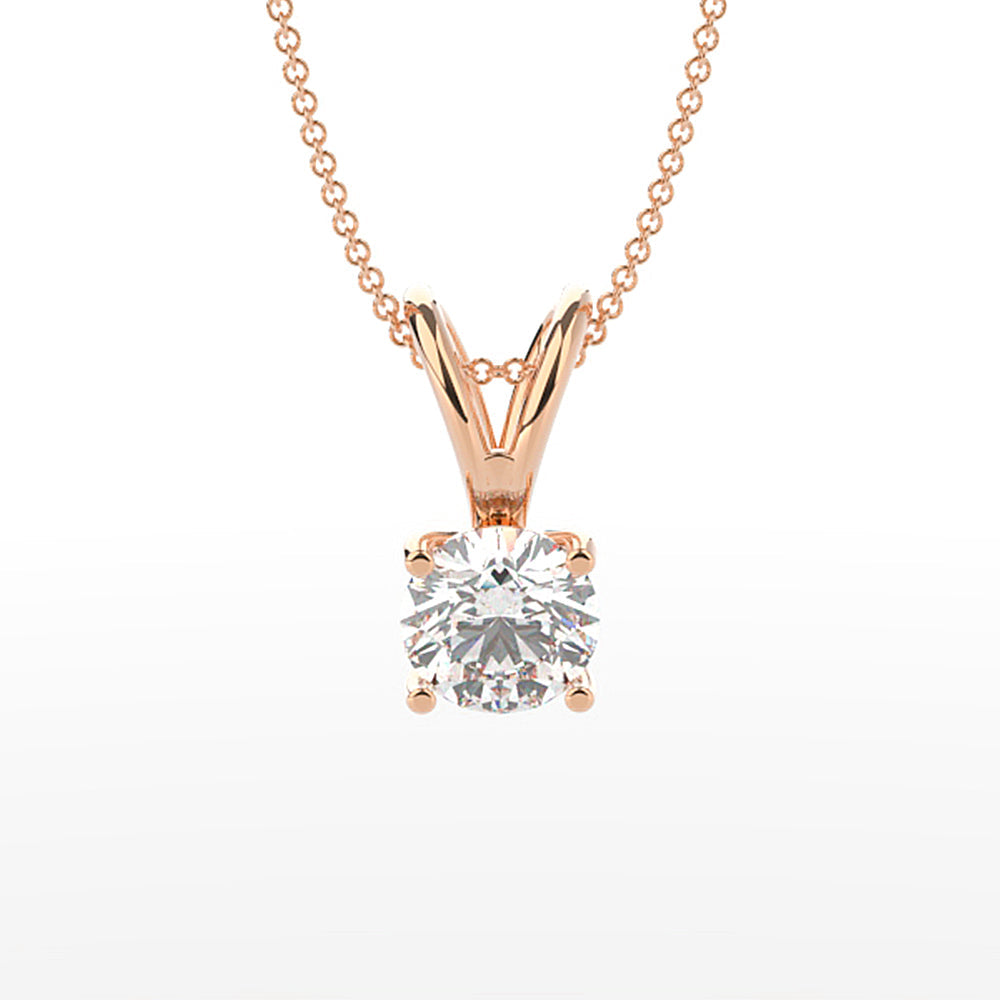 Round Brilliant Cut Lab Grown Diamond 4-Prong Martini Solitaire Pendant