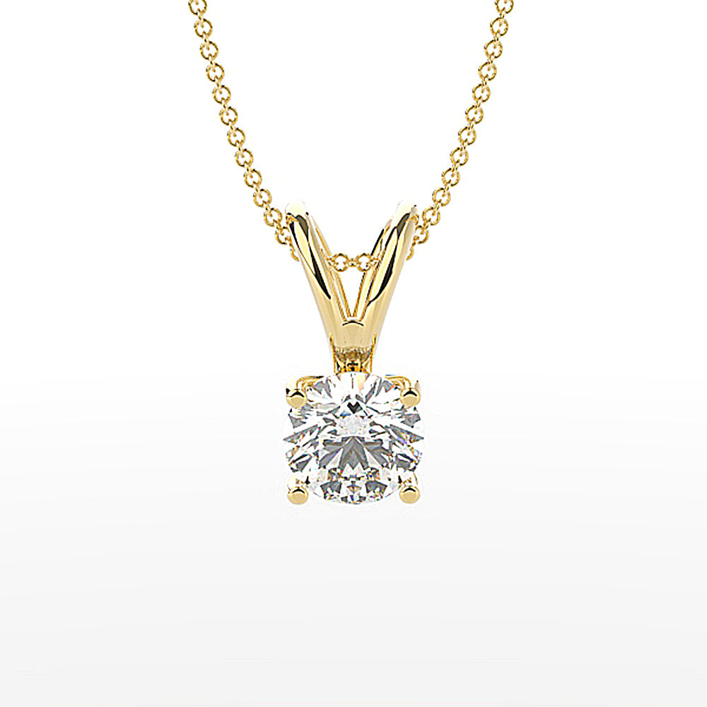 Round Brilliant Cut Lab Grown Diamond 4-Prong Martini Solitaire Pendant