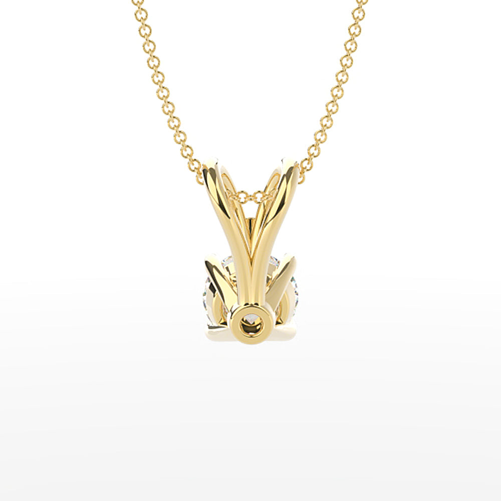 Round Brilliant Cut Lab Grown Diamond 4-Prong Martini Solitaire Pendant