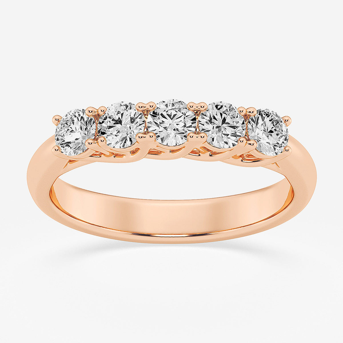 4-Prong Trellis Five-Stone Ring Wedding Band