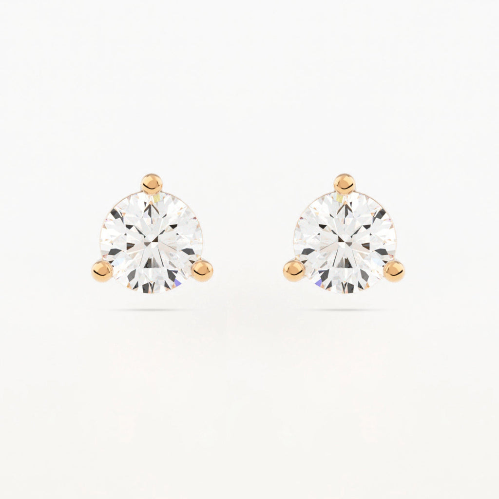3-Prong Martini Stud Earrings w/ Pushback