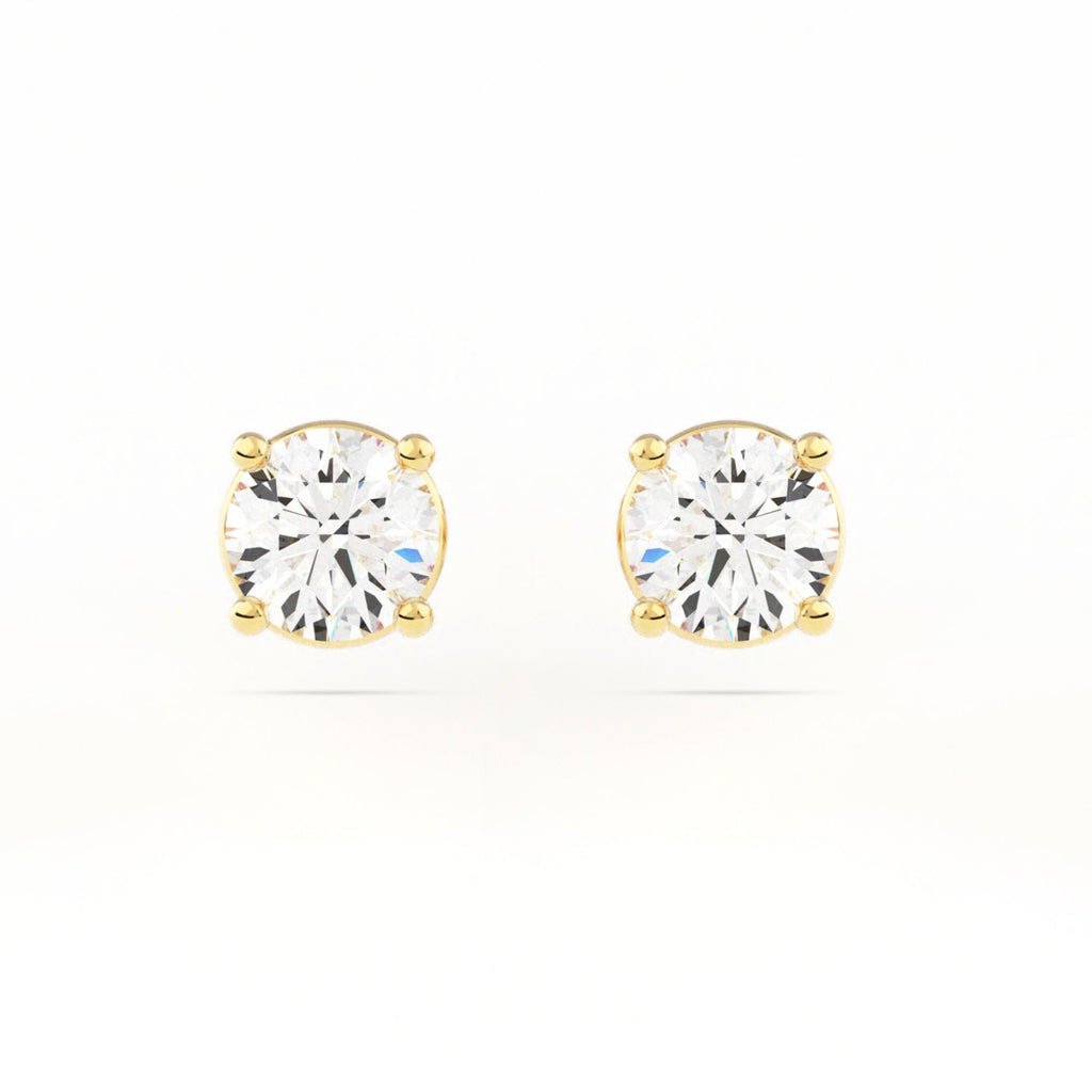 4-Prong Basket Stud Earrings w/ Pushback