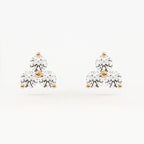 2-Prong Three Stone Cluster Stud Earrings w/ Pushback